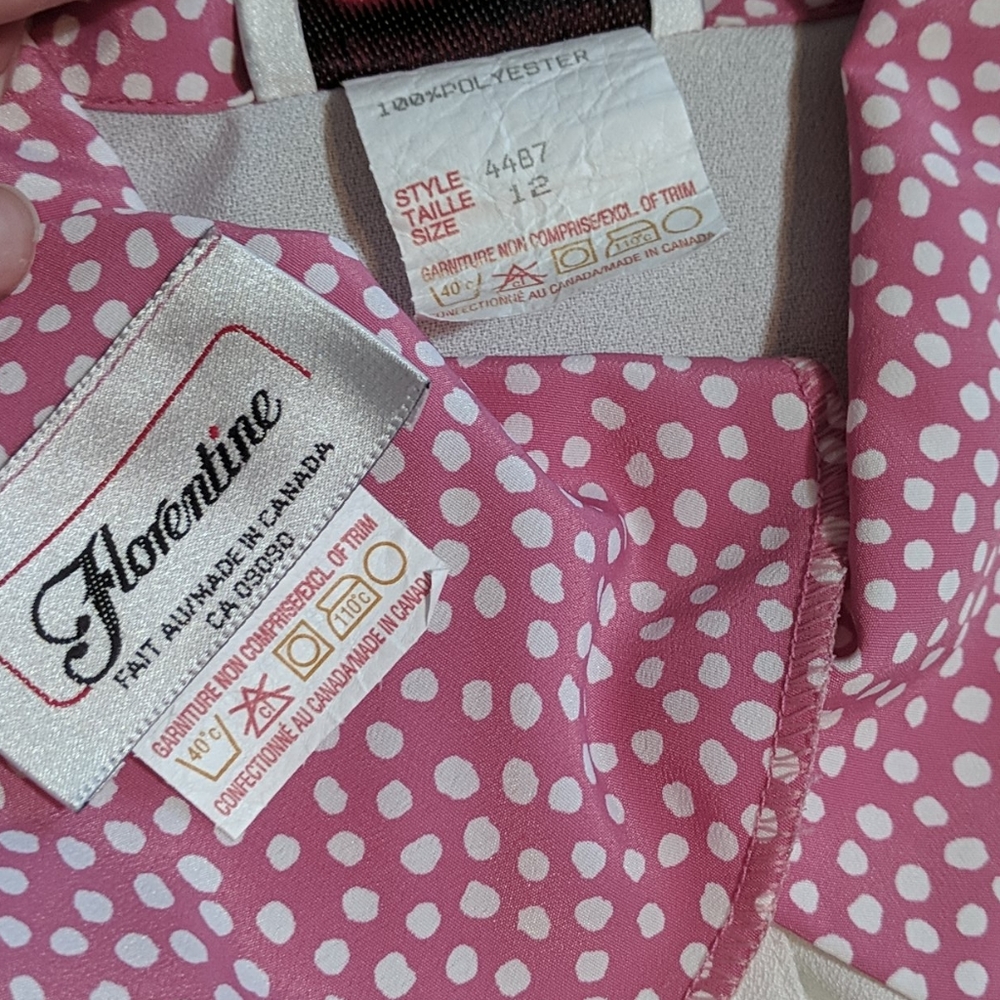 Vintage Florentine Pink Polka Dot Dress With Matching Jacket 12 (fits M) - Picture 14 of 16